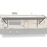 RecPro RV Power Awning Assemblies and Fabric for RV, 5th Wheel, Travel Trailers, Toy Haulers, and Motorhome | Black Frame with Awning Fabric | RV Awnings (8-Foot, Gray)