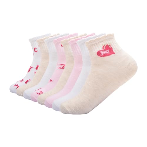 Paquete de 8 calcetines de cuatro cuartos Juicy con lazo de corazón color avena talla 9 Plus