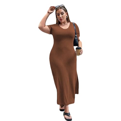 Robe longue fendue manches courtes pour affiner la silhouette facilement