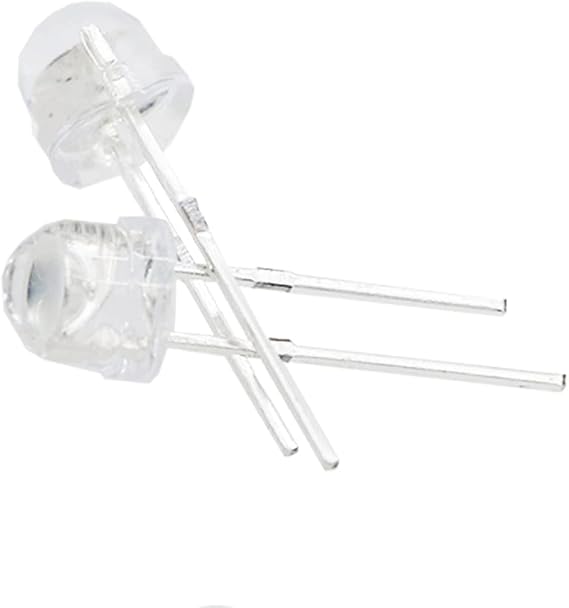 100 pcs 5mm Violet Straw Hat LED Diode Lights Purple Clear Transparent Lens 3V 20mA Bright Lighting Bulb Lamps Electronics Components Indicator Light Emitting Diodes
