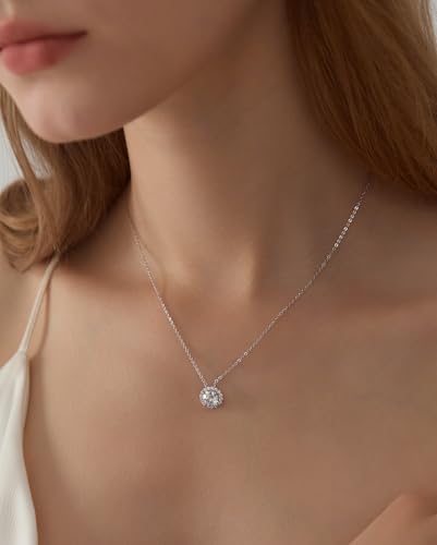 Simulated Diamond Pendant Necklace for Women Sterling Silver Solitaire Moissanite Dainty Choker Necklaces3