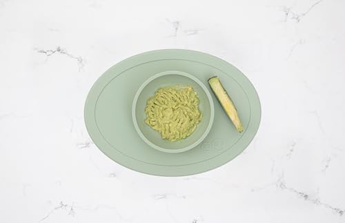 ezpz Tiny Bowl - 100% Food Grade Silicone Suction Bowl with Built-in Placemat for First Foods, Promotes Baby Self-Feeding, Non-Slip - Fits on All Highchair Trays - Microwave Safe - 6 Months+