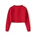 Girls' Red Knit Cardigan Shrug with Ruffle Trim, Long Sleeve Cropped Bolero Sweater (US, Age, 4 Years, 5 Years, Red)
