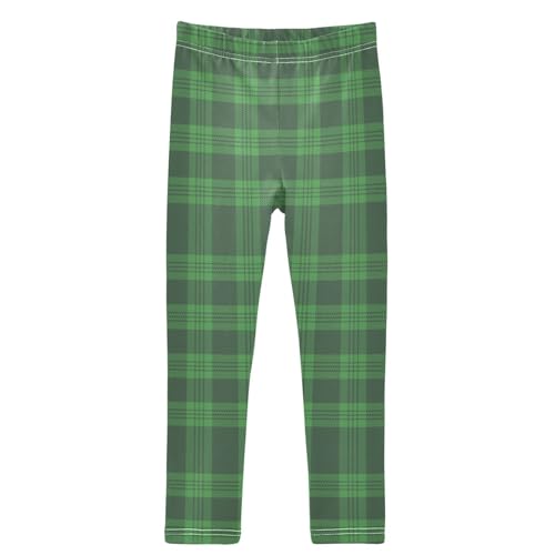 Girls' Leggings St Patricks Day Tartan Plaid Ankle Length Printed Leggings Comfort Pants for Kids 4-10 Years
