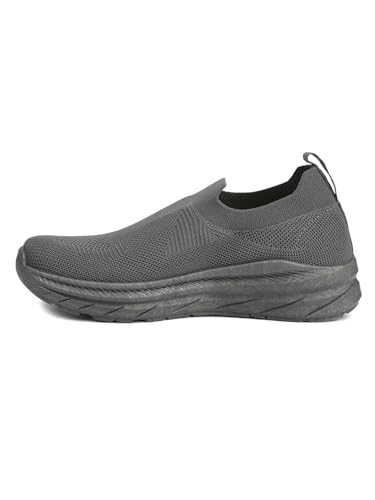 Image of Liberty Force 10 Black & Dark Grey Running Shoes for Men - Knit-Mesh