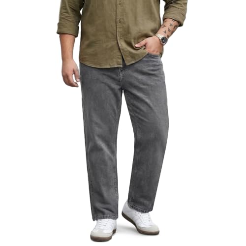 Image of Urbano Plus Men's Relaxed Fit Washed Denim Jeans Non-Stretchable
