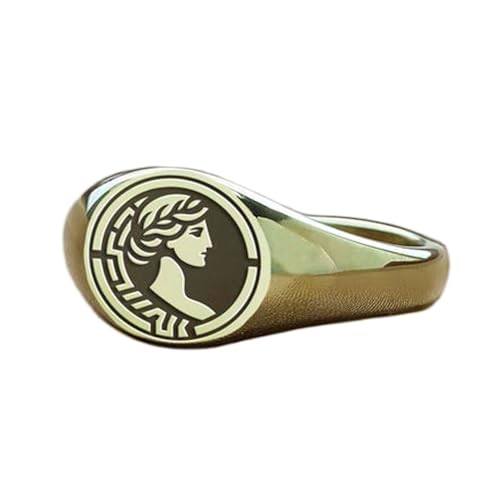 Bague déesse grecque ronde et chevalière vintage hypoallergénique en argent