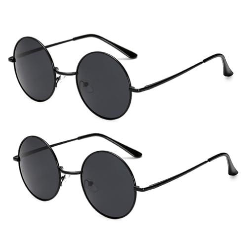 FIBOUND 2 Vice Lunettes de Soleil Vintage Rond, Lunettes de Soleil Classiques, Lunettes de Soleil Voyage, Cadre Métallique, Lunettes de Soleil Polarisées,...
