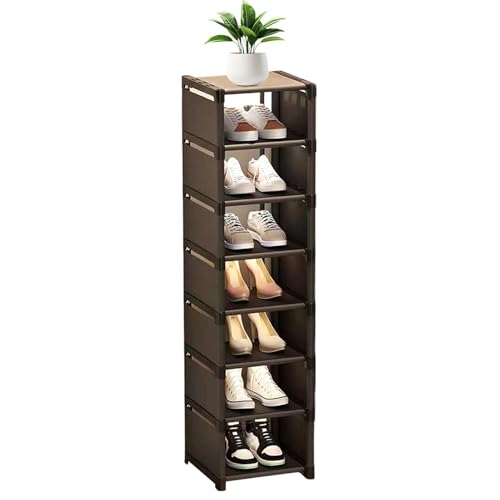 Organiseur de chaussures compact noir : étagère empilable et boîte de rangement multicouche - 8