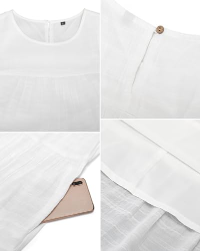 Image of Newshows Women's 2024 Summer Midi Dresses Sleeveless Crewneck Beach Boho Casual Loose Long Flowy Tiered Sundress with Pockets
