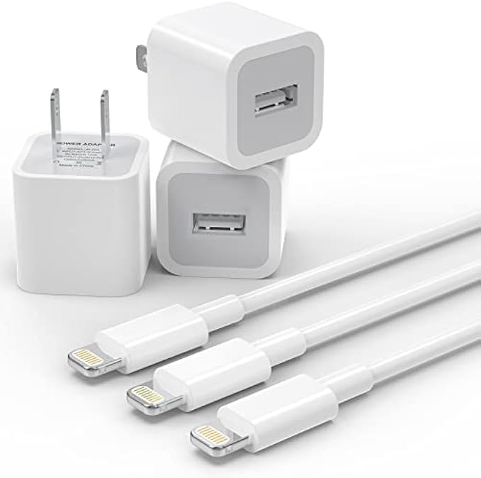 (Apple MFi Certified) iPhone Charger Cable,PLmuzsz 3Pack Data Sync Charging Cords with 3Pack USB Wall Charger Travel Plug Adapter Compatible iPhone 12 Pro/11 Pro/Xs/XR/X/8/8Plus and More