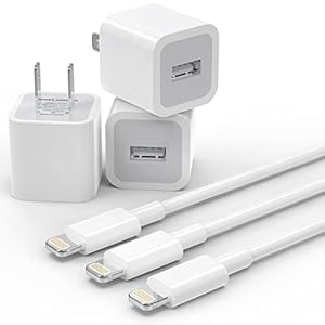 plmuzsz (Apple MFi Certified) iPhone Charger Cable, 3Pack Data Sync Charging Cords with 3Pack USB Wall Charger Travel…