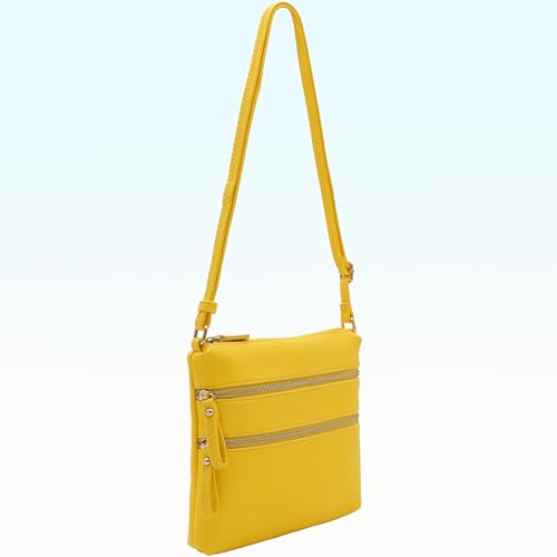Image of Solene Small Multi Zipper Pocket Crossbody Bag with Adjustable Strap, Lightweight Travel Purse, Daily Small Messenger Pouch