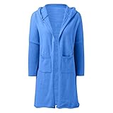 Generic Damen-Strickjacke, Reine Farbe, Damen-Strickjacke mit Kapuze und Tasche Kleider Klammer