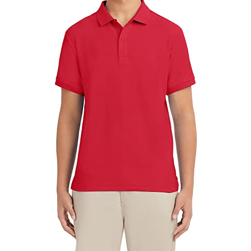 Izod Mens Short Sleeve Pique Polo Shirt, Red-646, 34-35 US - image 1