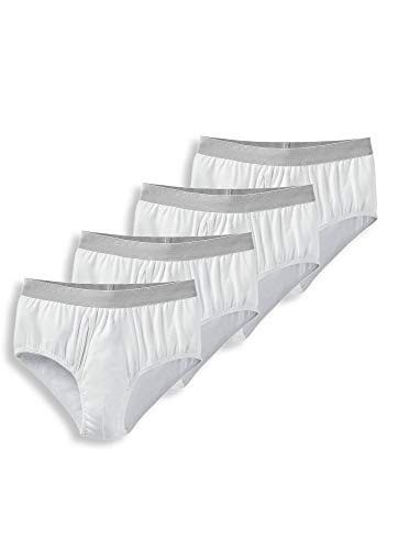 Jockey Men's Underwear Signature Pima Cotton Full-Rise Brief - 4 Pack, White, M