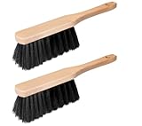 2er Set Handfeger - Handbesen Made in Germany, Handkehrbesen aus Holz - Kehrwisch / Holzhandfeger / Feger mit schwarzen, feinen und weichen Borsten - Besen mit Loch im Griff zum Aufhängen