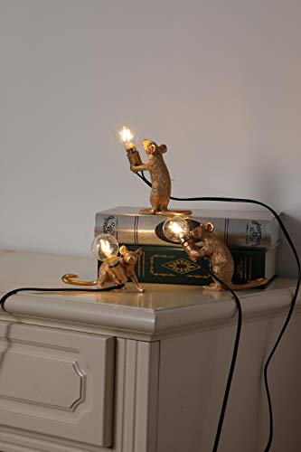 Chabei Modern Resin Mouse Lamp Table Lights Creative Desk Lamps Bedside Gift Decoration Led Bedroom,Study Room (Gold-Sitting) #TOP3