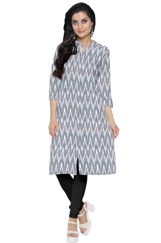 Image of Cotton Pochampally ikat unstitched blouse, Kurthi, long frock fabric material for women (1 meter, 2 meters & 3 meters)