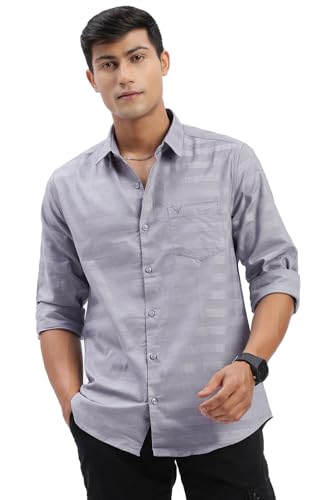 Image of SHOWOFFFF Men Solid Casual Shirt | Spread Collar Full Sleeves Cotton Shirt for Mens | Slim Fit Regular Length Shirt for Men's
