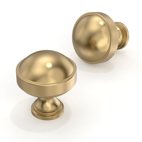Asimerdeco 5 Pack Champagne Bronze Cabinet Knobs Single Hole Cabinet Pulls Round Kitchen Cabinet Knobs Drawer Knobs