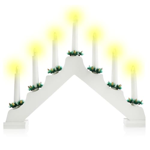 com-four® LED Schwibbogen als Weihnachtsbeleuchtung - Kerzenbrücke...