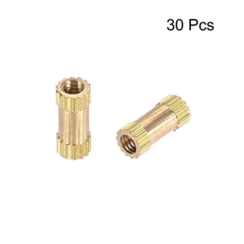 uxcell Knurled Insert Nuts, M2.5 x 8mm(L) x 3.5mm(OD) Female Thread Brass Embedment Assortment Kit, 30 Pcs - Image 3