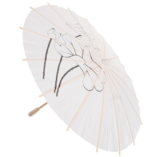 DEARMAMY Papierregenschirm Klein Diy-papierregenschirm für Dekoration Robust aus Holz und Papier für Festdekoration Fotografie und Esszimmer Zarter Schirm mit Massivem Holzgriff