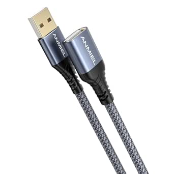 USB 3M Braided Extension Cable Type A Male to Female Data Transfer Cord With Gold-Plated Connector for, Hard Drive, Scanner, Camera, Keyboard, Card Reader, USB Disk