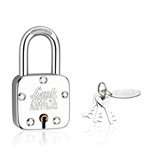 Image of Link Atoot 45mm Long Shackle Padlocks 5Pcs Set | Steel Body | Hardened Shackle | 6 Brass Levers | Made in India | 3 Keys for Each Padlock