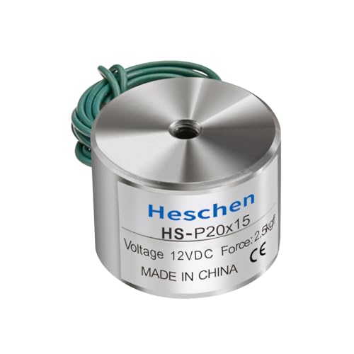 Heschen Elektromagnet Magnetspule P20/15, Außendurchmesser: 20 mm, Gleichstrom 12 V, 2,5 kg/5,5 lb