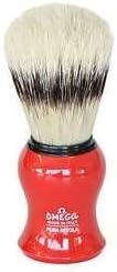 Omega Red Curved Boar Hair Shaving Brush with Stand - #80265R