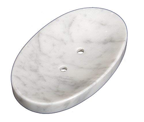 CraftsOfEgypt White Marble Soap Dish - Polished and Shiny Marble Dish Holder Beautifully Crafted Bathroom Accessory