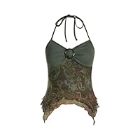 Verdusa Blusa feminina Y2k frente única floral streetwear assimétrica Hippie Fairy 2000s Cami Going Out Tops, Flor verde, G