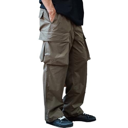 XYXIONGMAO Men's Black Hip Hop Casual Loose Cargo Pants Multi-Pocket Sweatpants Streetwear Pleated Techwear Joggers Overalls - Main Image