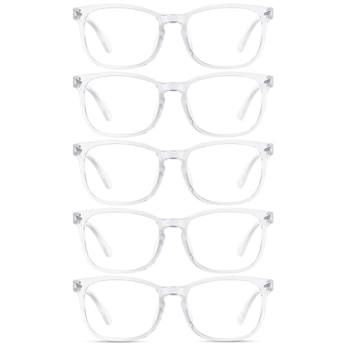 Image of Blue Light Glasses for Woman Men, 99% Blocking Square Frame 5 Pairs | Anti Eyestrain & UV Glare Protection, Computer Blue Light Blocking Glasses for Gaming TV Phone Screen
