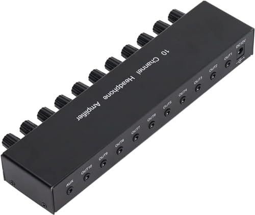 Suckoo 10 channel 6.35mm TRS or 3.5mm HiFi Audio Mixer Headphone Amplifier Splitter 1 In 10 Out 1 In 8 Out Mixer Controller Cell Phone Tablet External Audio Headphone Sound Amplifier Speaker