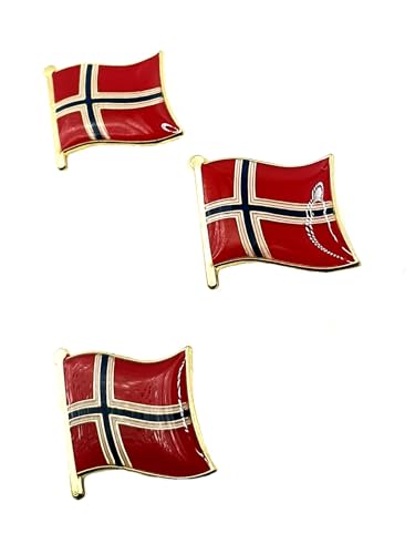3 St&uuml;ck Norwegen Norwegen Norwegen Skandinavien EU Europa Metall Emaille Land Flagge Pin Anstecker, Einheitsgr&ouml;&szlig;e, Metall