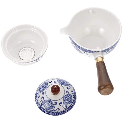 cabilock Tetera de Cerámica 1Pc Tetera de Porcelana Azul Y Blanca con Mango Lateral Conjunto de Té Retro Tetera de Mano