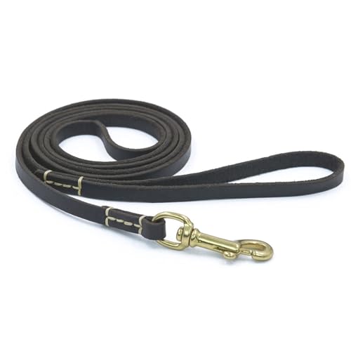 NOVSKI Leather Dog Leash Traction Rope Small Medium Dogs Comfortable Training Towing Rope (Color : Black, Size : 130cm (Width 0.8cm))
