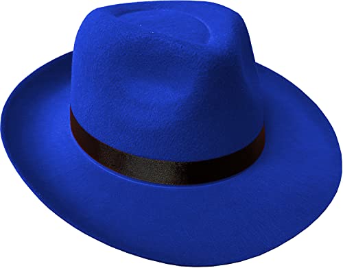 Adult's Blue 20s Gangster Fedora Hat Costume Accessory