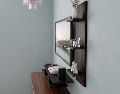Image of Bros Moon Engineered Wood 48 inches Base TV Stand with Storage Shelf and Foot Pad Entertainment Console for Set Top Box, Books & Decor, Wenge White Finish (Suits tv Upto 48 inches)