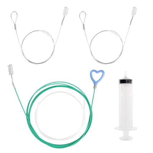 Goktvai 5pcs Sunroof Drain Cleaning Tool Kit, Long Pipe Cleaner Drain Unclogger with 1 Syringe Hose 2 Clean Brush 1 Syringe for Auto Car Sunroof Windshield