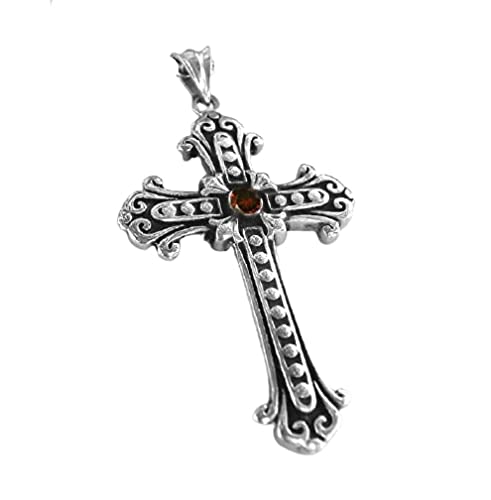 Garnet Necklace ~ Cross Necklace Men 