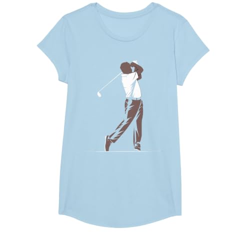 African American Golfer Black History Month Melanin Golfing T-Shirt, Girls, Baby Blue, Small