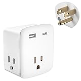 Cruise Ship Approved Outlet Extender, Non Surge Protector Power Strip with 3 AC Outlets & 2 USB (1 USB-C), Multi Plug Adapter, Travel Cruise Essentials, ETL Listed.