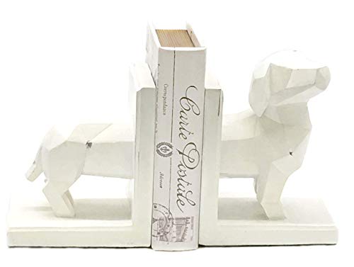 Bellaa 24100 Modern Dog Bookend Origami Dachshund Statues White Bookends Scandinavian Style Minimalist 6 Inch White Retro Antiques #TOP27