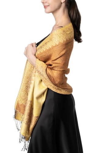 Achillea Elegant Reversible Paisley Border Pashmina Shawl Wrap Scarf3