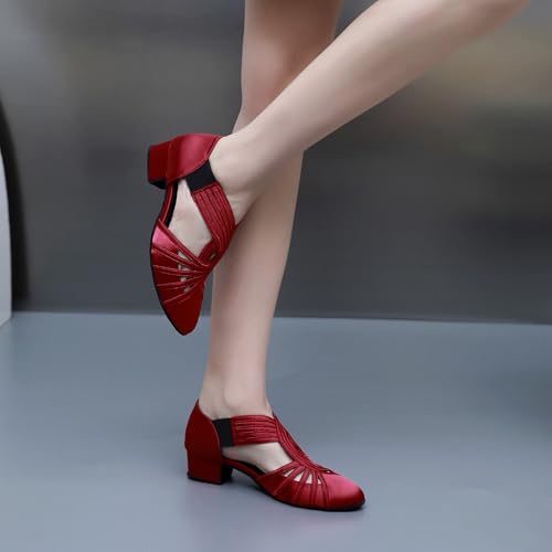 Image of Women Swing Latin Ballroom Salsa Dance Shoes (Closed Toe, Suede Sole) YT12