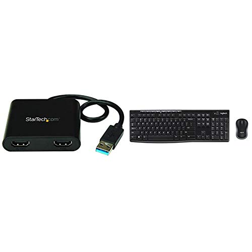 StarTech.com USB 3.0 to Dual HDMI Adapter - 4K 30Hz (USB32HD2),Black & Logitech MK270 Wireless Keyboard and Mouse Combo - 2.4GHz Dropout-Free Connection, Long Battery Life (Frustration-Free Packaging)
